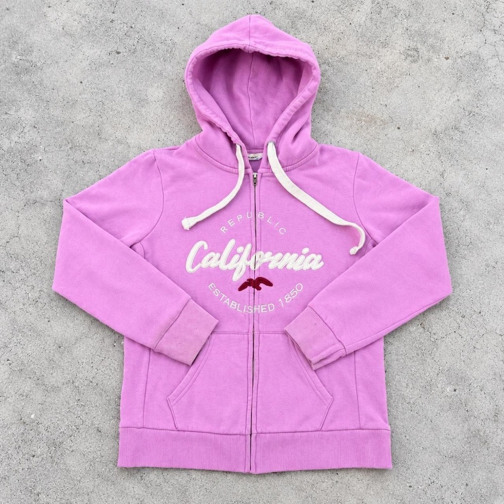 Reflex Pink California Republic Y2K Zip Up Hoodie Jacket Womens XL
